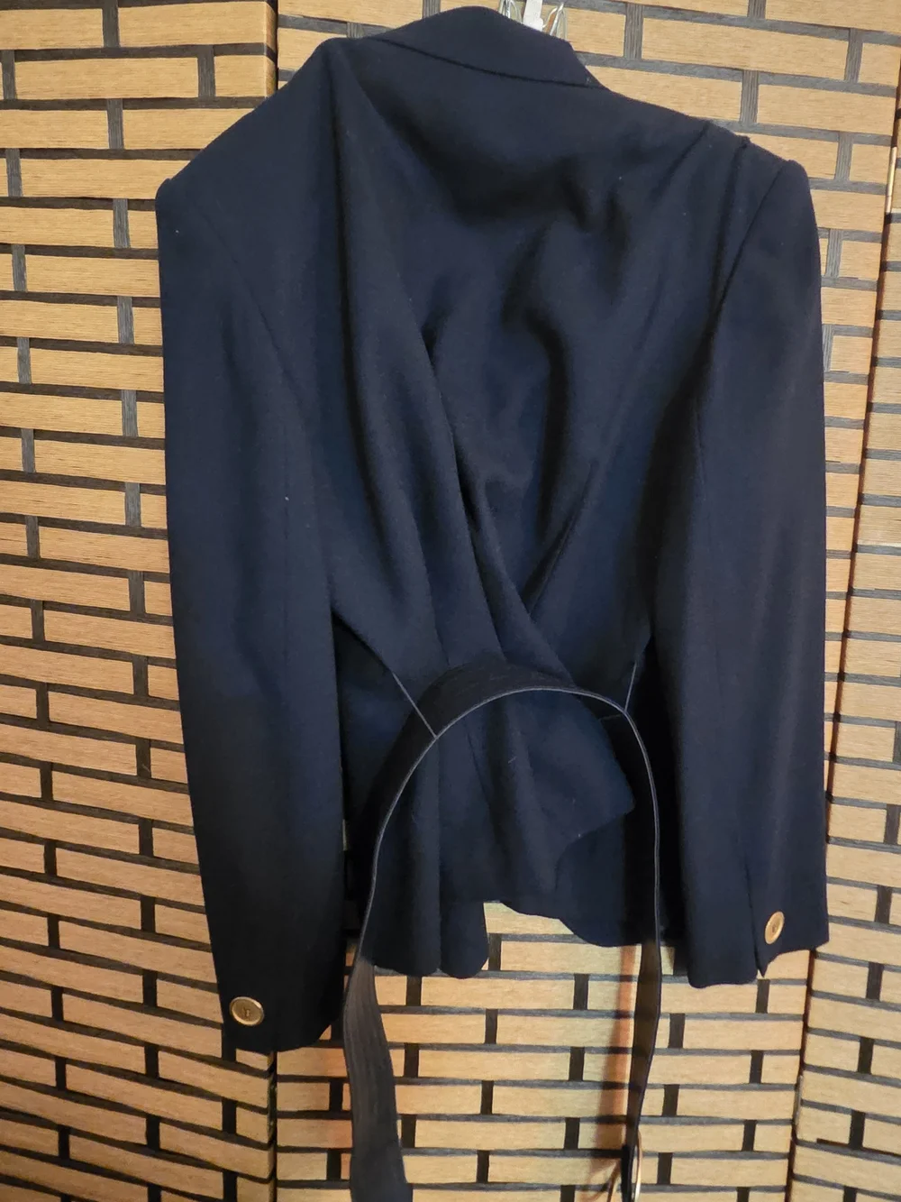 Vintage Christian Dior Boutique Paris Navy Wool Belted Blazer & Skirt Suit Set